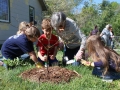 Children and youth working in the Peace Garden